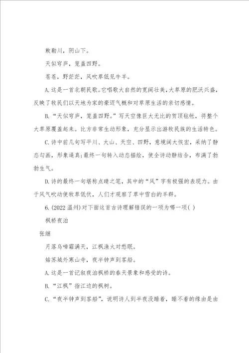 中考语文总复习资料诗词赏析