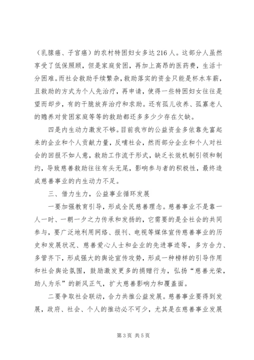 关于公益事业发展现状与思考.docx