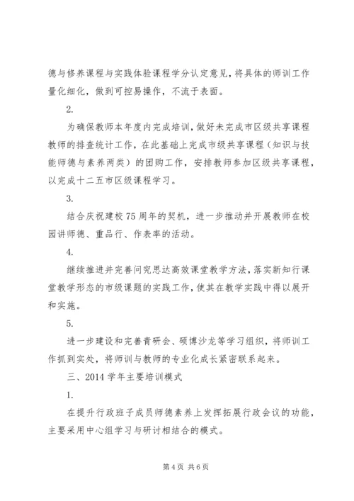 知行中学20XX年学年师训工作计划.docx