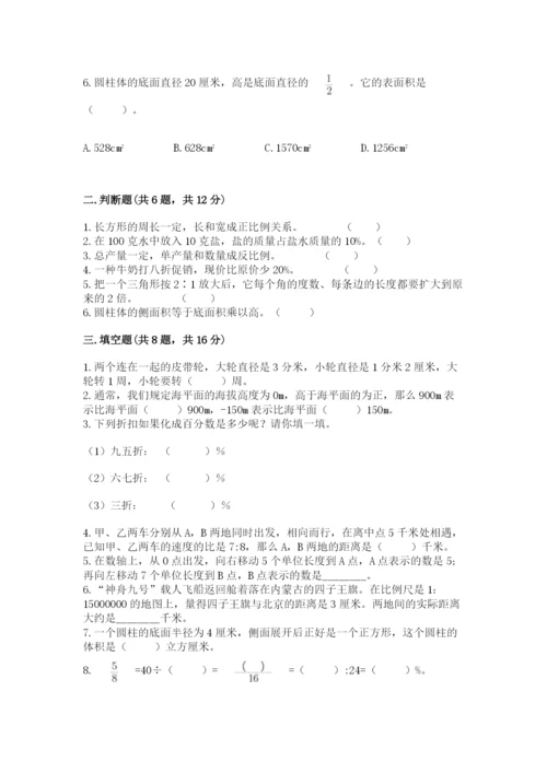 成都市大邑县六年级下册数学期末测试卷标准卷.docx