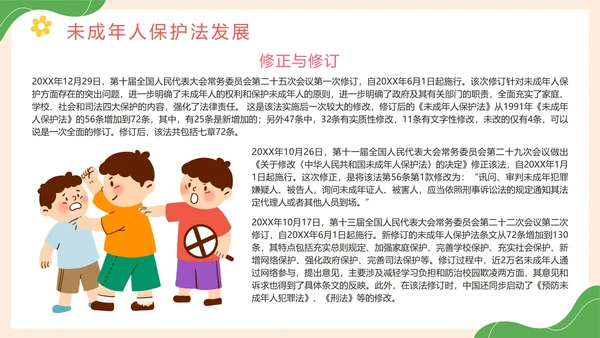 卡通手绘未成年人保护法科普主题教育PPT模板
