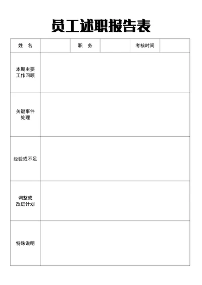 员工述职报告表