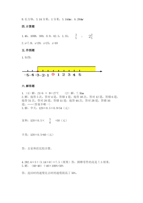 沪教版小学数学六年级下册期末检测试题【真题汇编】.docx