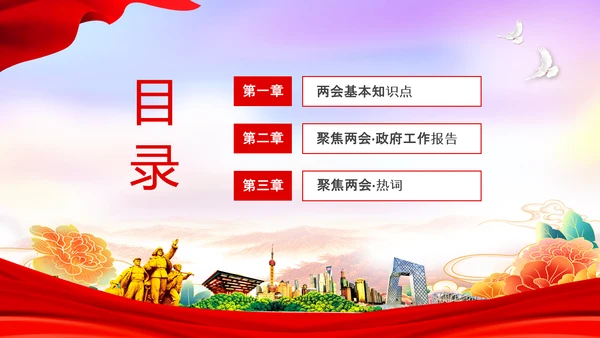 红色简约大气党课全面学习我国两会课件PPT