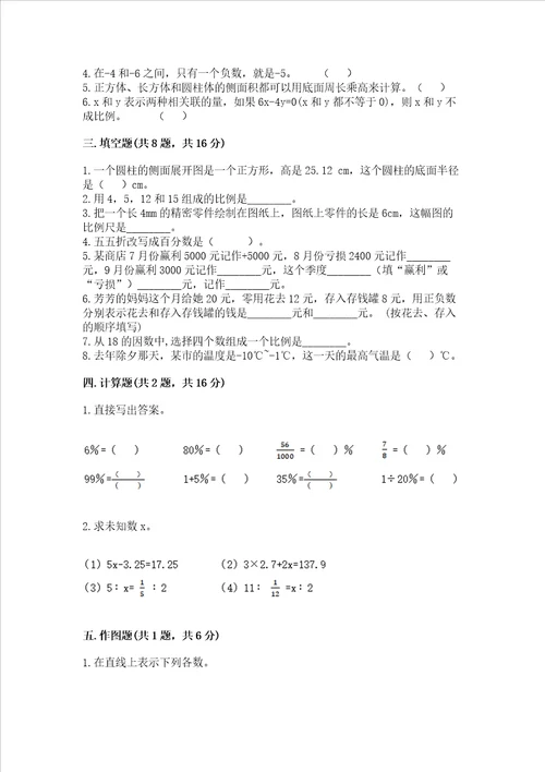 西师大版数学六年级下册期末测试卷（典优）word版