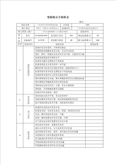 架桥机安全验收表标准化用表