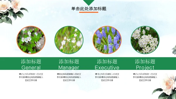 中式水彩画鸟语花香述职报告通用PPT模板