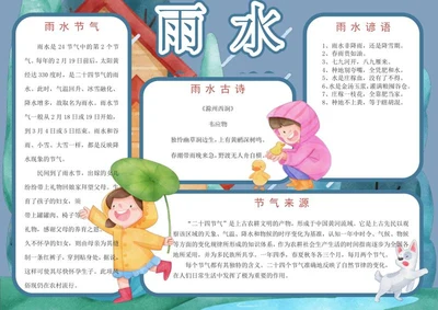 二十四节气之雨水手抄报word模板
