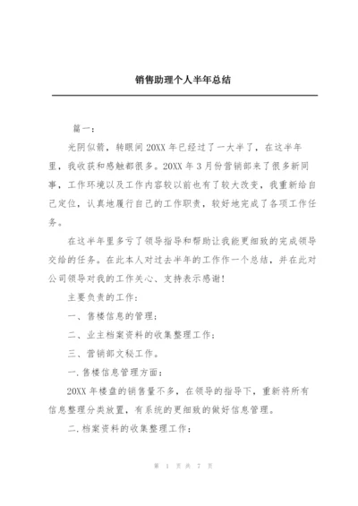 销售助理个人半年总结.docx