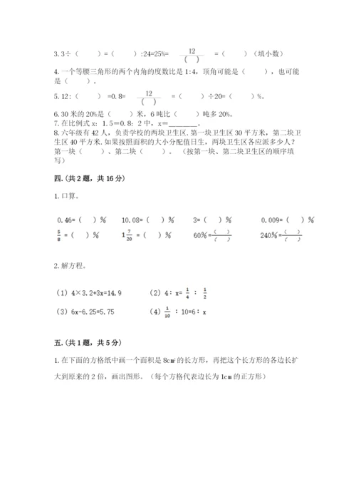 小学六年级数学摸底考试题（考点精练）.docx