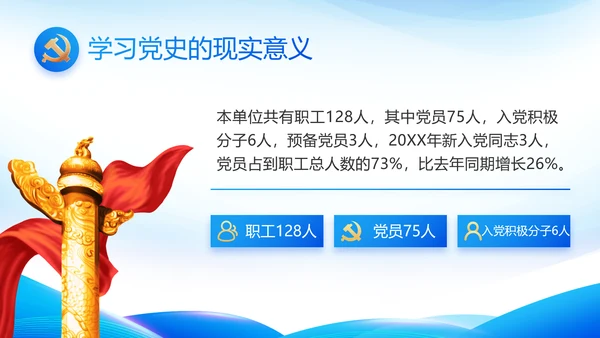 蓝色党建党支部述职报告动态PPT党课