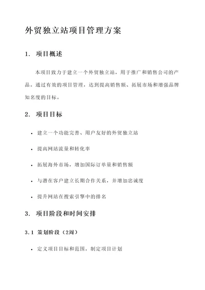 外贸独立站项目管理方案