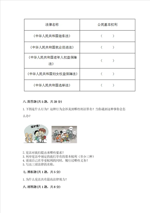 部编版六年级上册道德与法治期末测试卷含答案精练