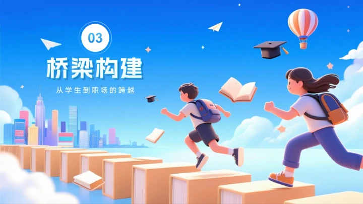 蓝色梦幻活泼卡通风大学生职业规划发展PPT模板