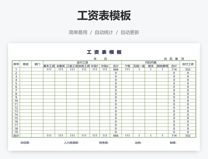 工资表模板