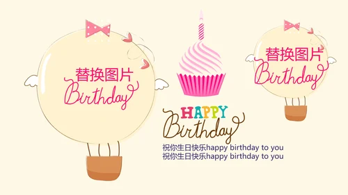 橙色生日快乐电子相册动态PPT模板