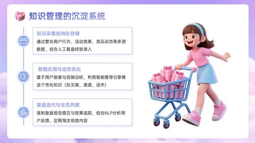 蓝紫色3D关于邂逅浪漫惊喜促销盛宴PPT模板