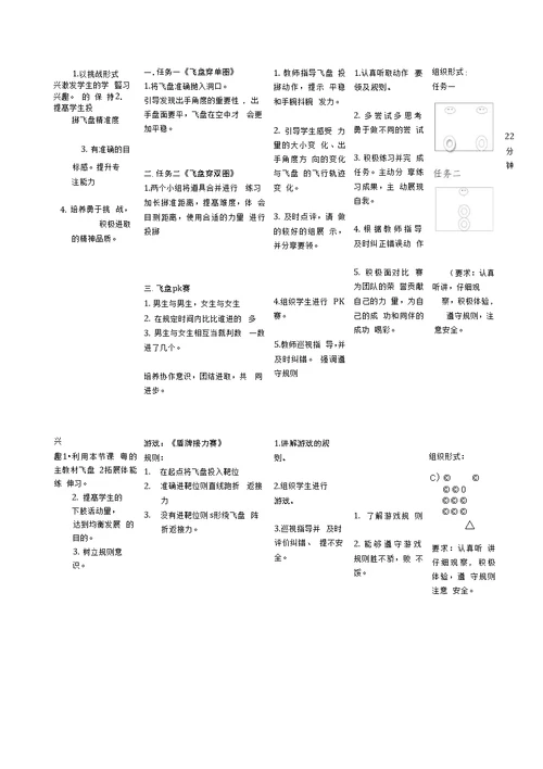小学体育 飞盘（软式）反手投掷教学设计学情分析教材分析课后反思