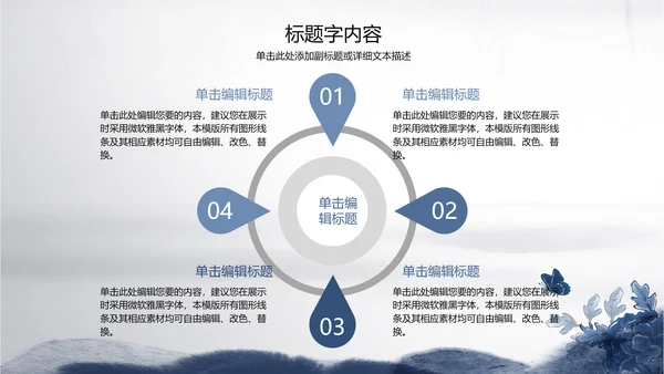 精美青花瓷水墨中国风ppt动态模板