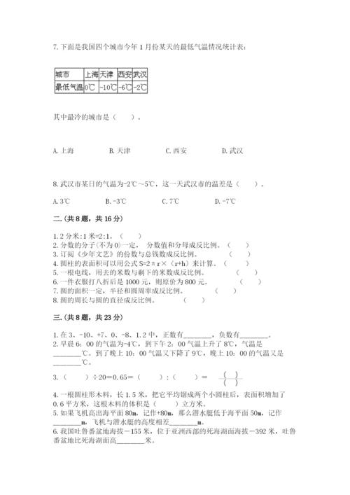 河南省平顶山市六年级下册数学期末测试卷及答案（精选题）.docx