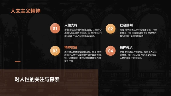 黑色复古风人物介绍——罗曼罗兰PPT模板