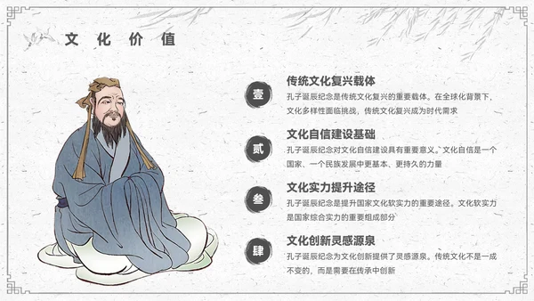 水墨色中国风孔子诞辰PPT模板
