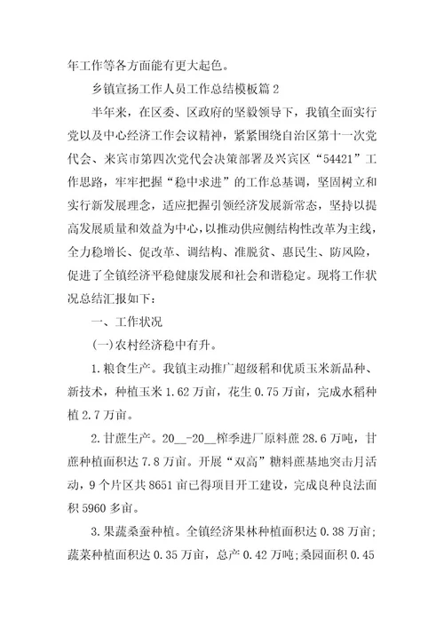 2024年乡镇宣传工作人员工作总结模板