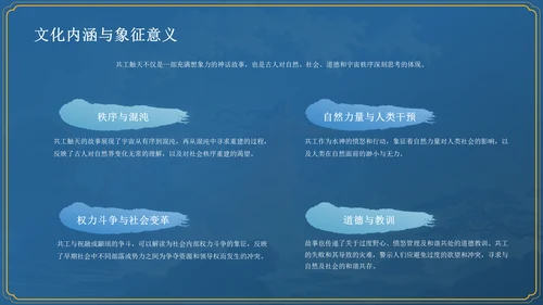 蓝色国潮风神话故事—— 共工触天PPT模板