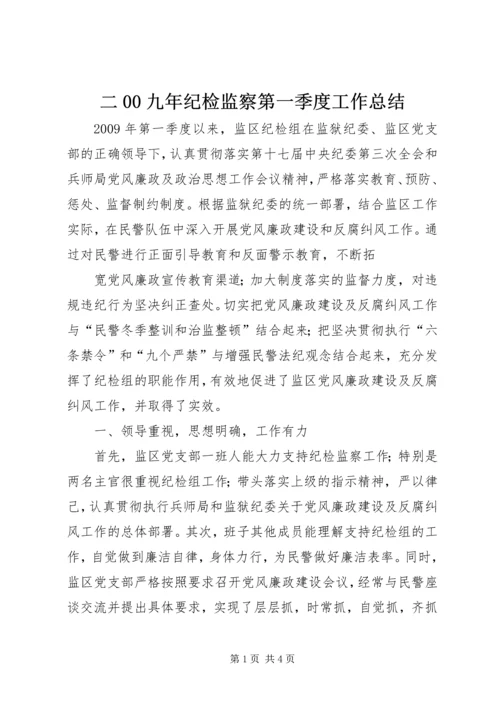 二00九年纪检监察第一季度工作总结.docx