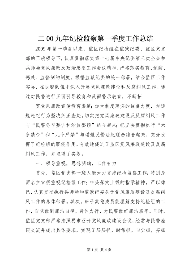 二00九年纪检监察第一季度工作总结.docx