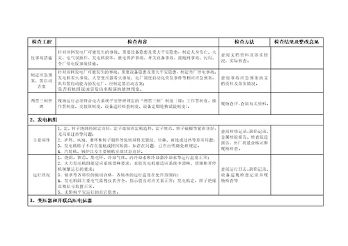 发电厂涉网安全大检查检查表