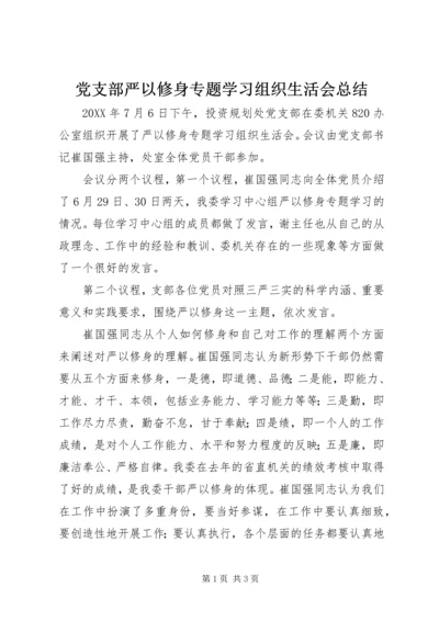 党支部严以修身专题学习组织生活会总结.docx