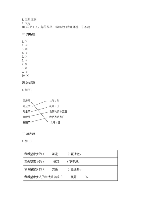 2022部编版二年级上册道德与法治期末测试卷带答案