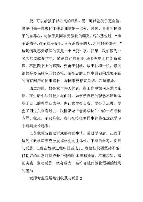 教师专业发展培训收获与反思