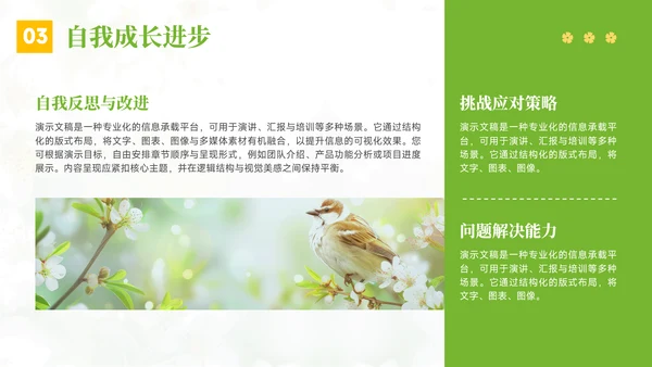 绿色小清新晋升述职报告PPT模板