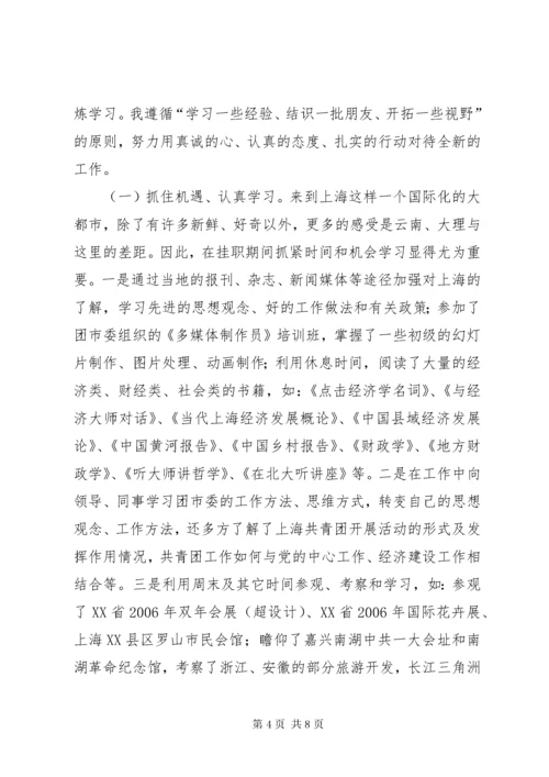 团县委书记赴上海团市委挂职学习总结.docx