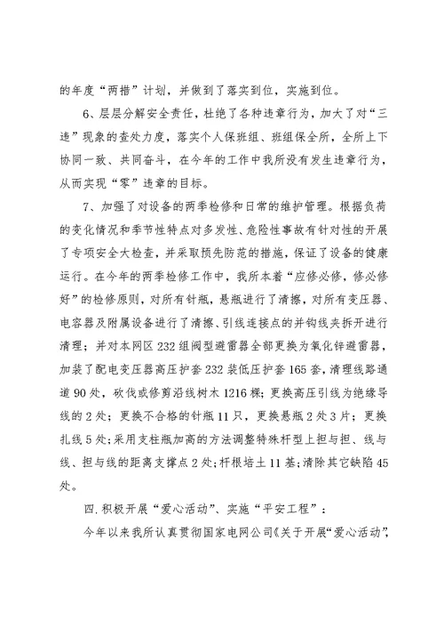 电力局安全生产工作总结