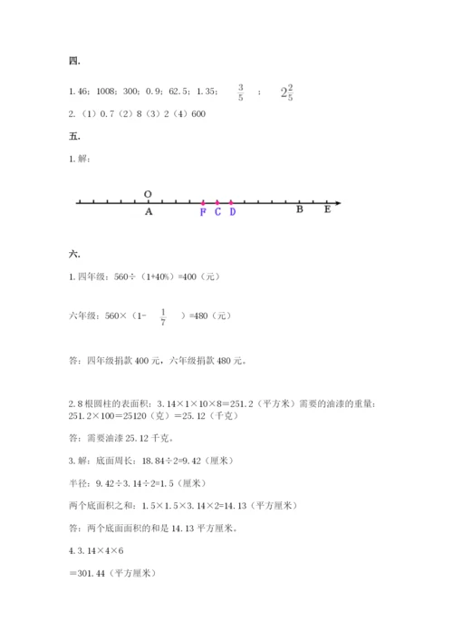 小学毕业班数学检测卷及答案（网校专用）.docx