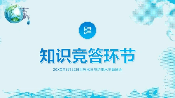 3月23日世界水日节约用水主题班会PPT课件