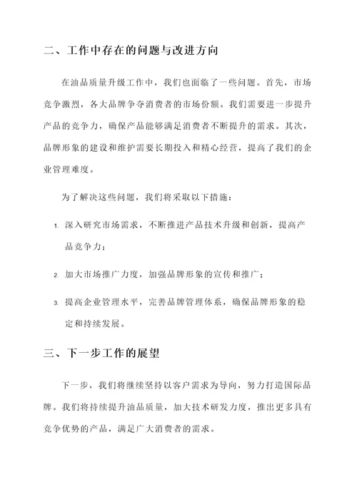 油品质量升级工作总结汇报