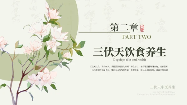 绿色清新中国风三伏天养生中医理疗知识讲座PPT模板