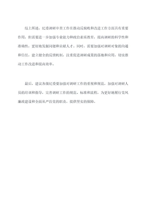 纪委调研审查工作报告