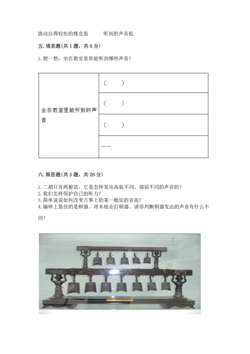 教科版科学四年级上册第一单元《声音》测试卷及完整答案【网校专用】.docx