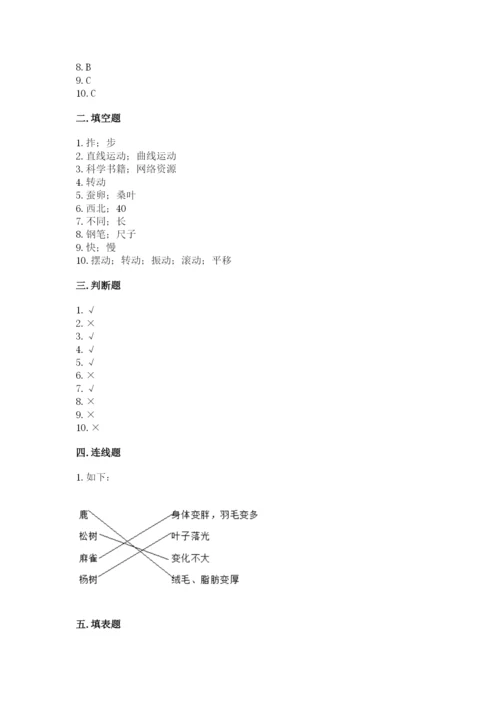 教科版科学三年级下册 期末测试卷带答案（夺分金卷）.docx