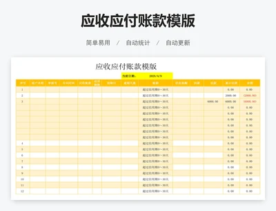 应收应付账款模版