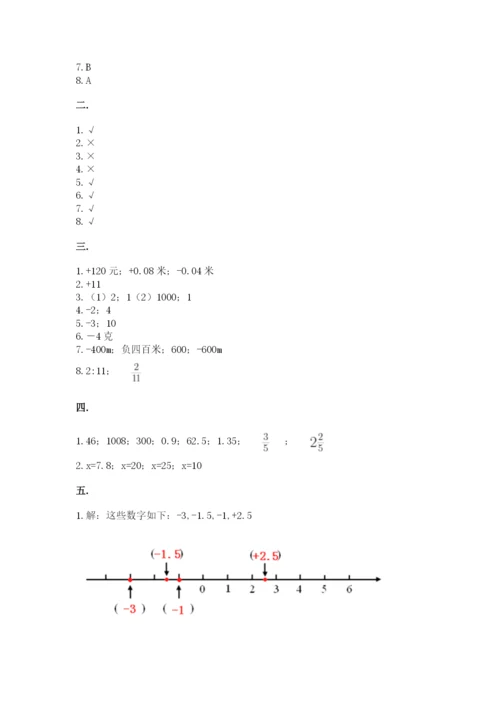河南省平顶山市六年级下册数学期末考试试卷（综合题）.docx