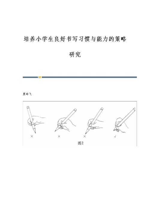 培养小学生良好书写习惯与能力的策略研究