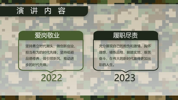 迷彩风部队军事个人工作总结汇报PPT