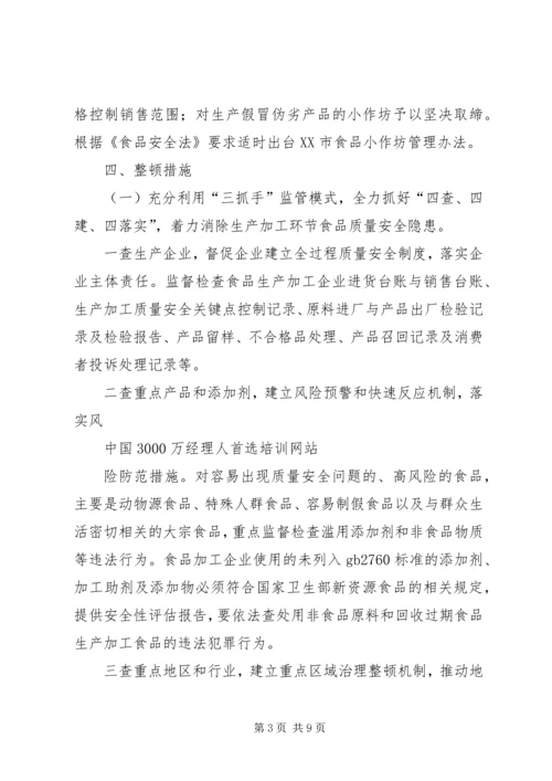 ＸＸ市整治食品生产加工企业工作实施方案 (3).docx