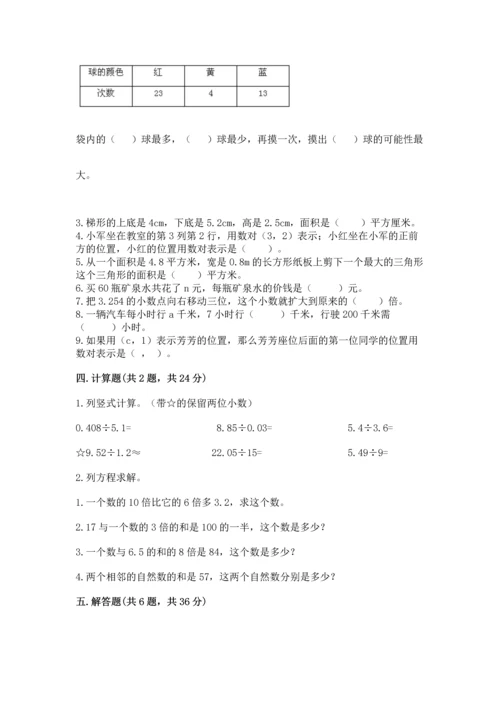 人教版数学五年级上册期末考试试卷及答案（必刷）.docx